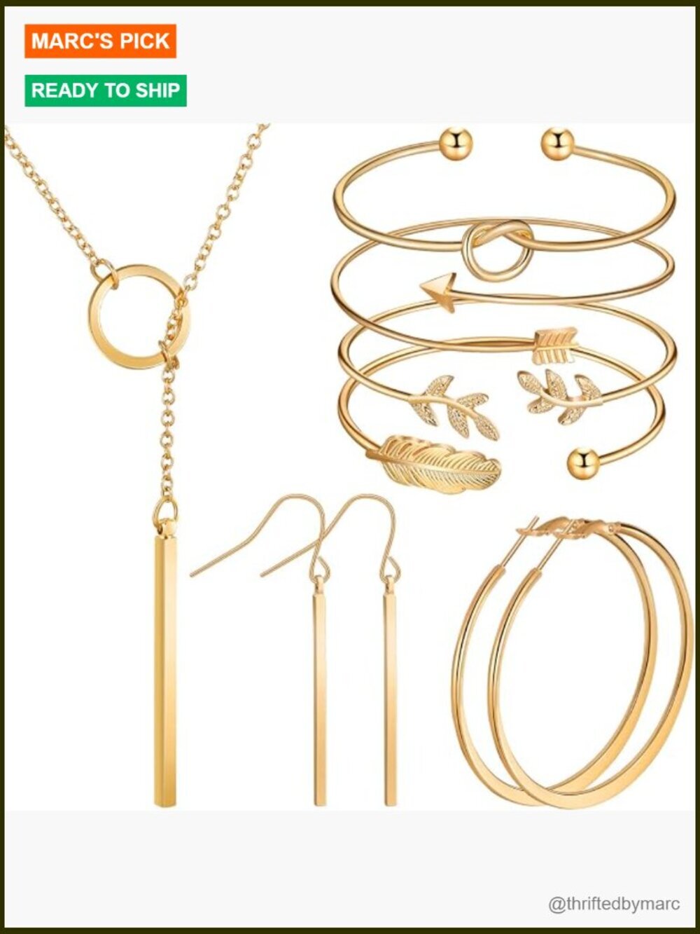 7-Piece Vertical Bar Necklace Set with Earrings and Bracelets